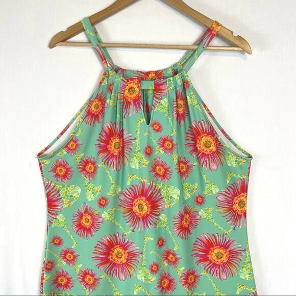 Kaeli Smith Roland Giraffe Green Knit Sleeveless Dress Large - Picture 4 of 7